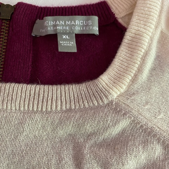 NEIMAN MARCUS COLOR-BLOCK CASHMERE SWEATER - Picture 3 of 9